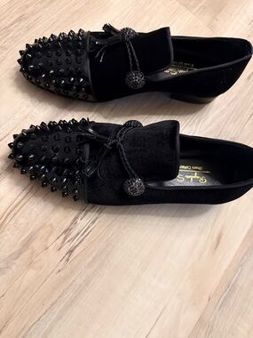Men’s Black Stylish Studded Velvet blend Loafers